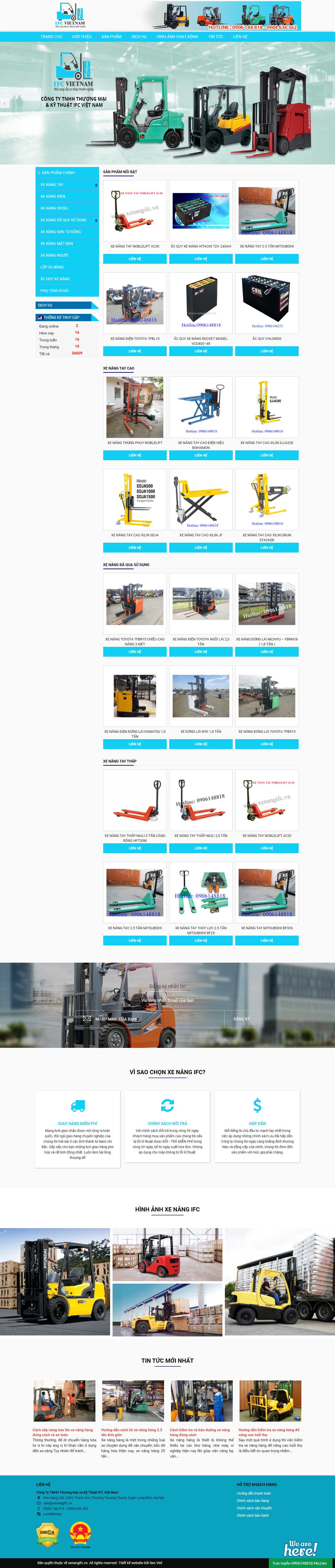 Thiết kế Website Web bán xe nâng - xenangifcvn