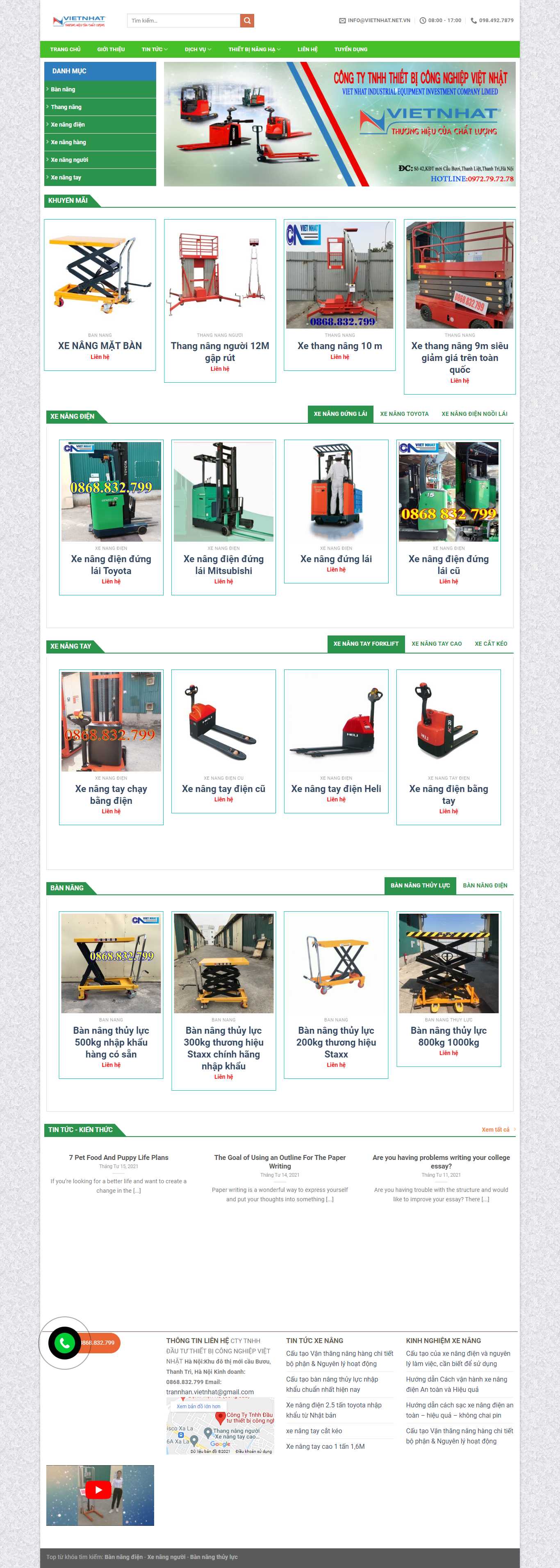 Thiết kế Website Web bán xe nâng - vietnhatnetvn