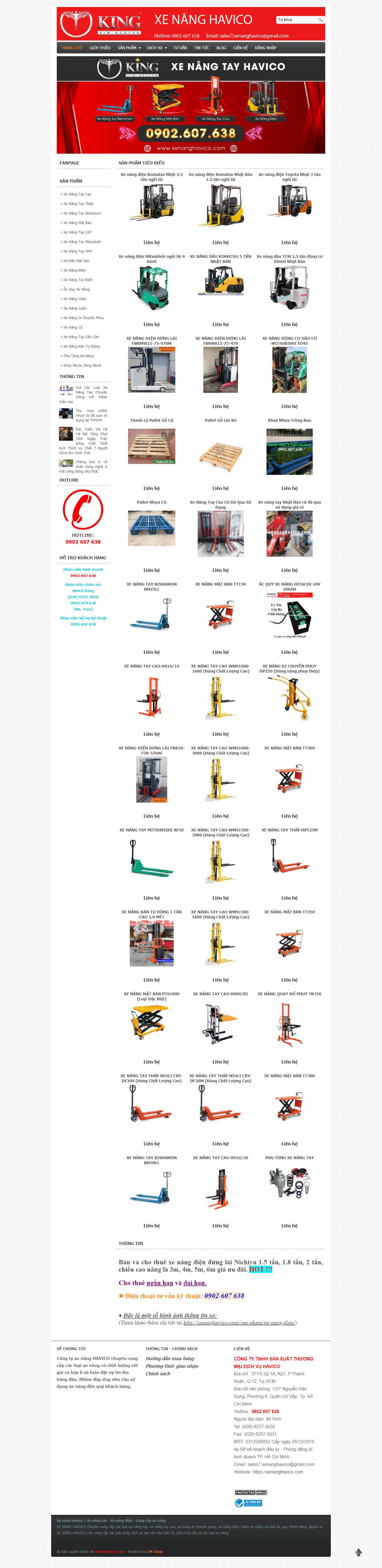 Thiết kế Website Web bán xe nâng - xenanghavicocom