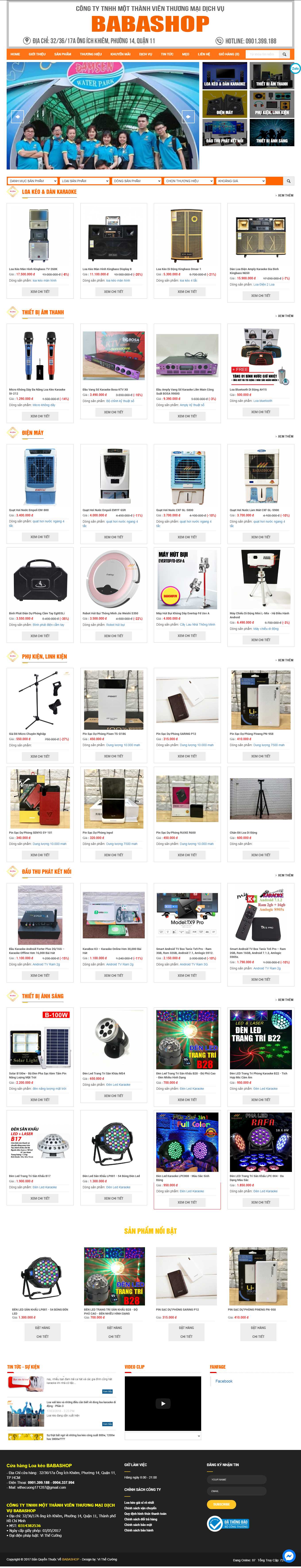[amthanhanhsangsankhau] Thiết kế Website Web thiết bị âm thanh ánh sáng - babashopvn