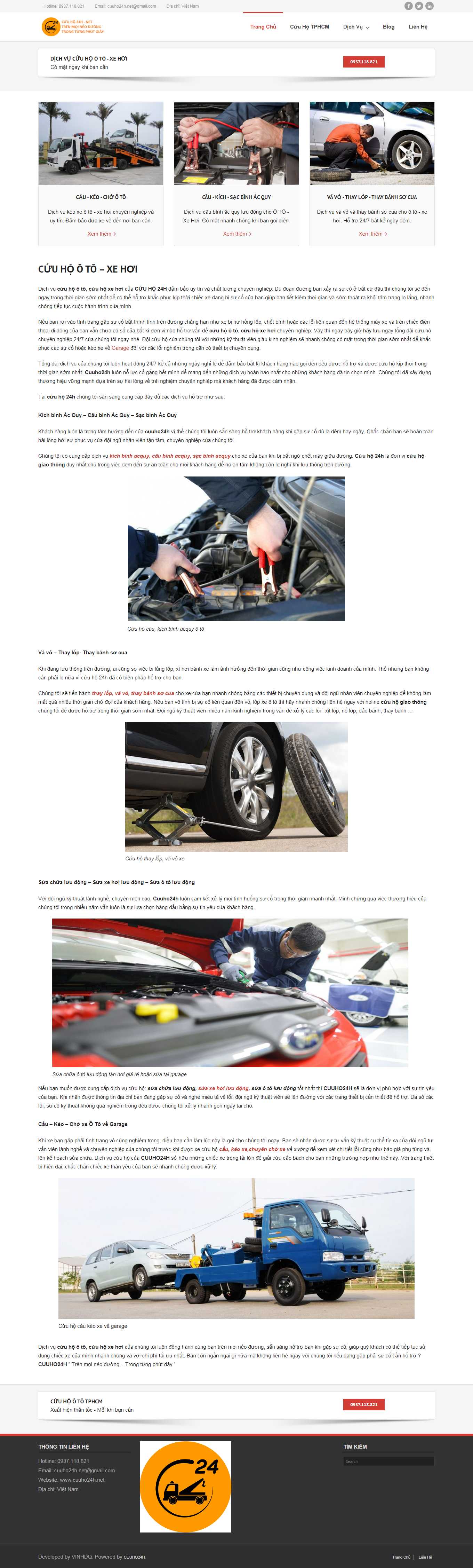 [cuuhoxemaykhancap] Thiết kế Website Web dịch vụ cứu hộ ô tô, xe máy - cuuho24hnet