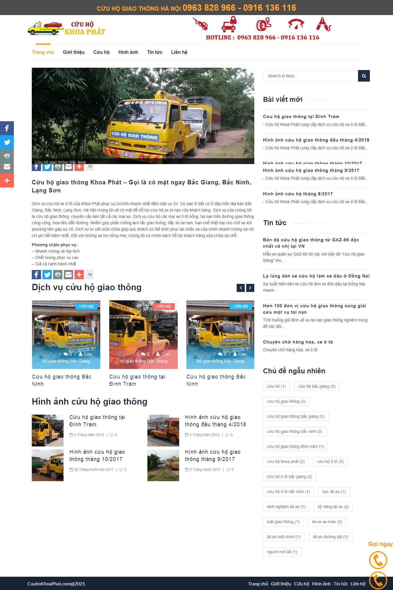 [cuuhoxemaykhancap] Thiết kế Website Web dịch vụ cứu hộ ô tô, xe máy - cuuhokhoaphatcom
