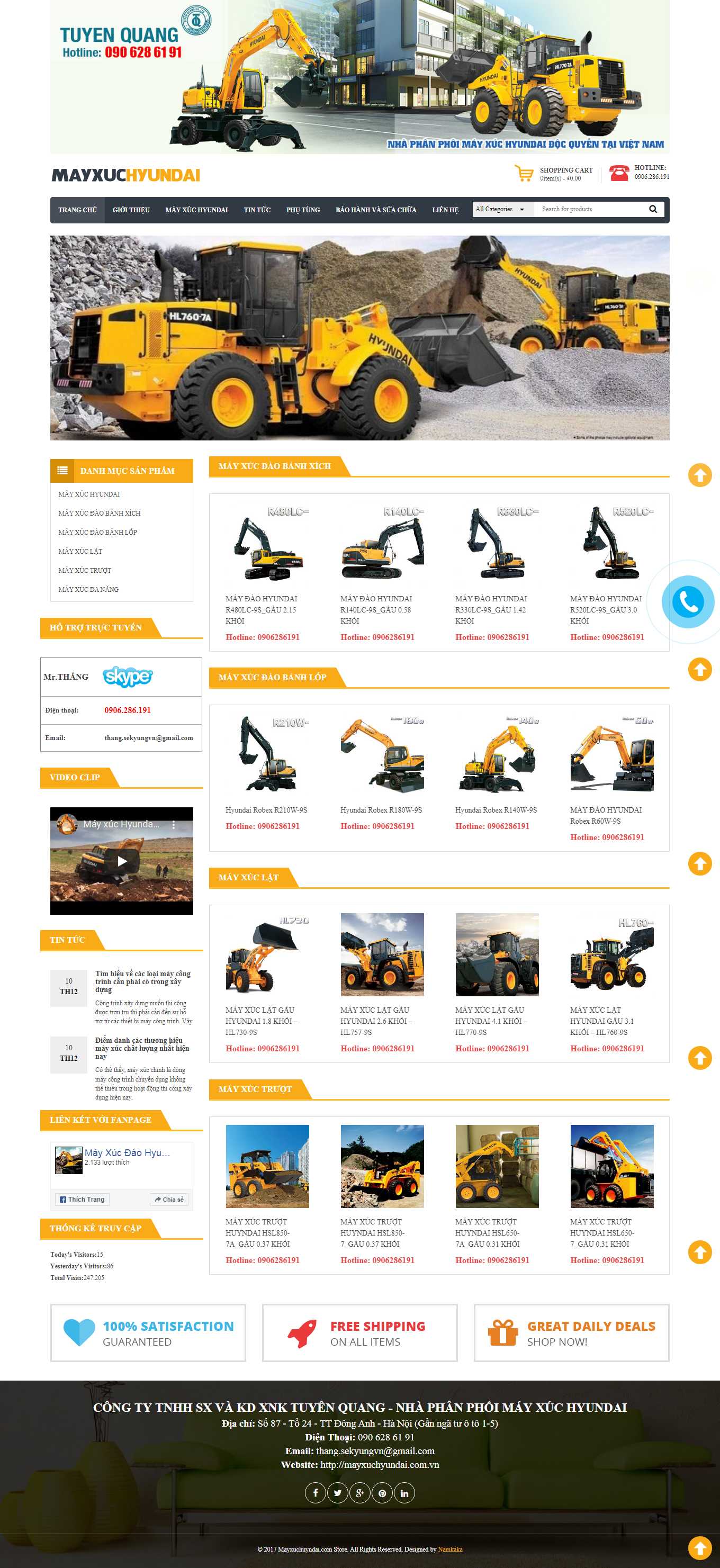 [nagoyavietnam] Thiết kế Website Web máy xúc, cần cẩu, máy công trình - mayxuchyundaicomvn