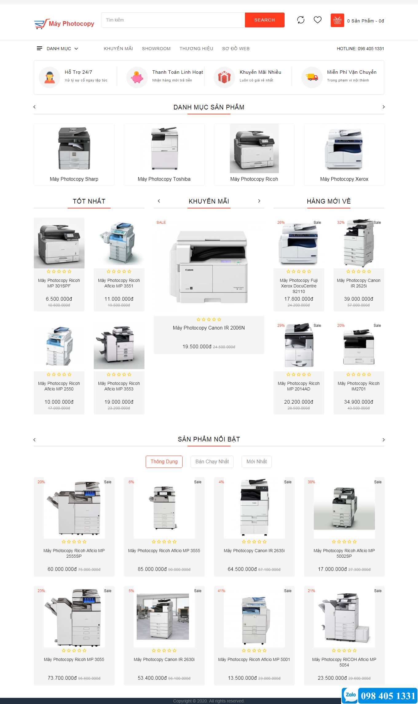 [brother] Thiết kế Website Web bán máy in, máy photocopy - mayphotoquangminhgiatotshop