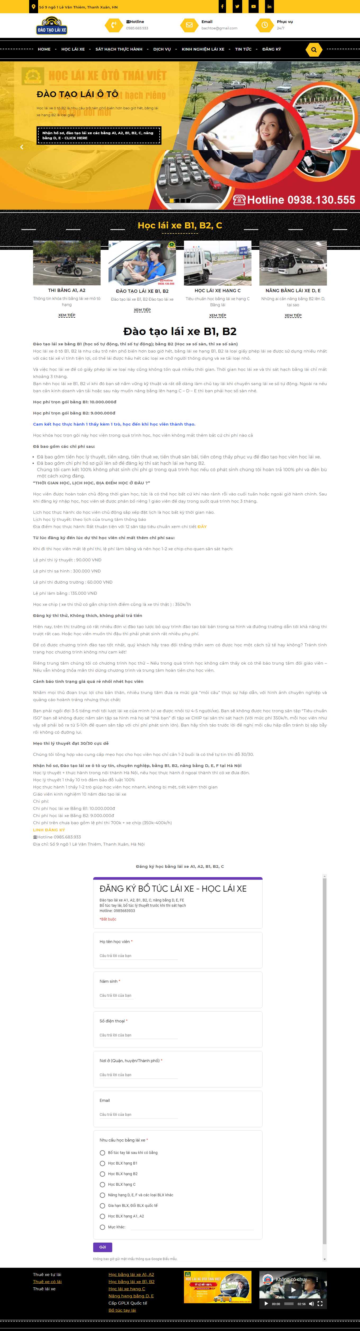 [trungtamdaotaolaixe] Thiết kế Website Web trung tâm đào tạo lái xe - daotaolaiotocom