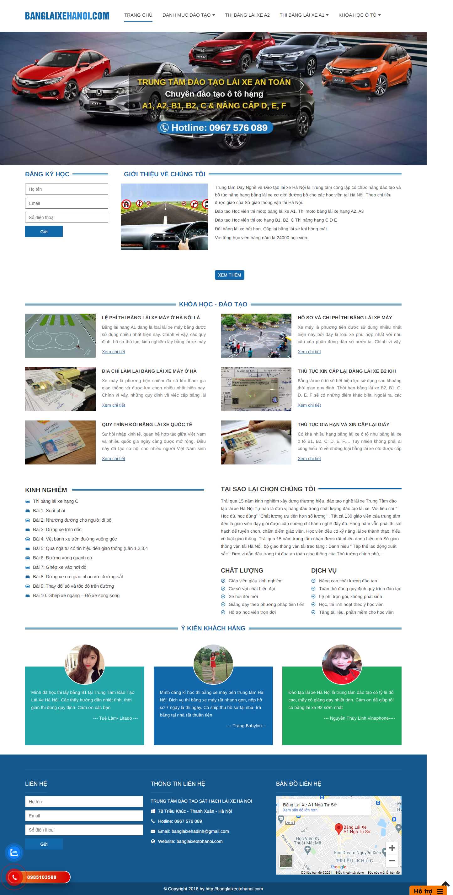 [trungtamdaotaolaixe] Thiết kế Website Web trung tâm đào tạo lái xe - banglaixeotohanoicom