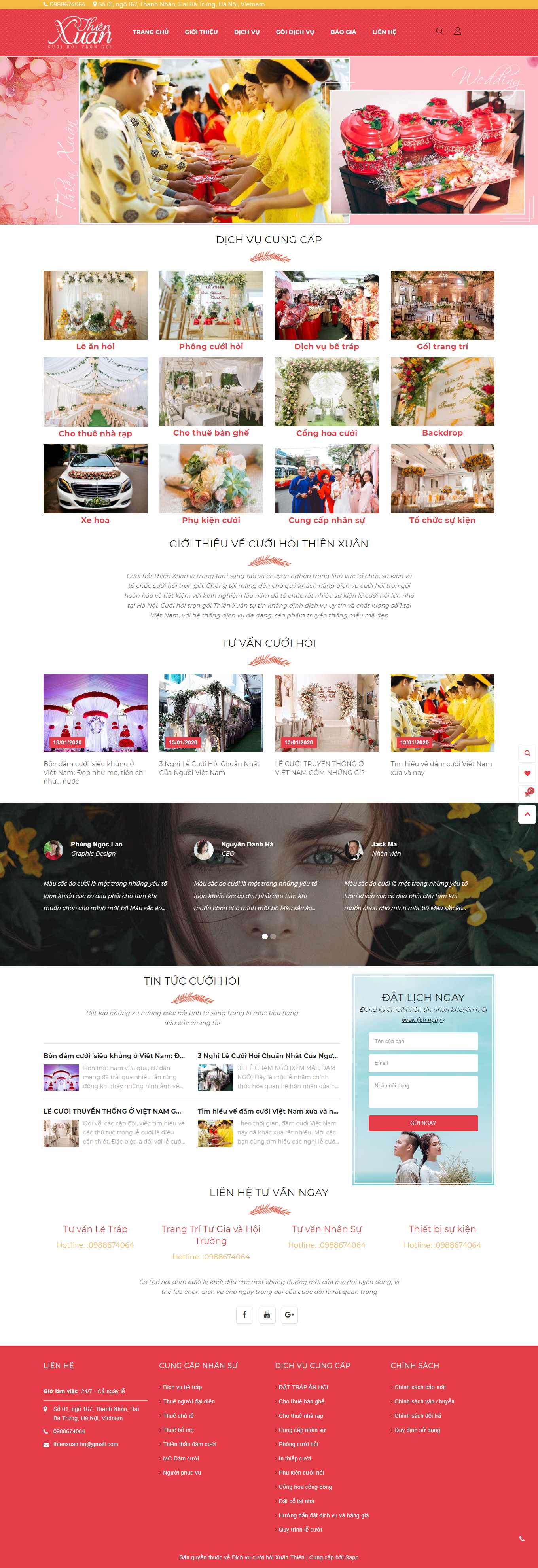 Thiết kế Website Web dịch vụ cưới hỏi trọn gói - cuoihoithienxuancom
