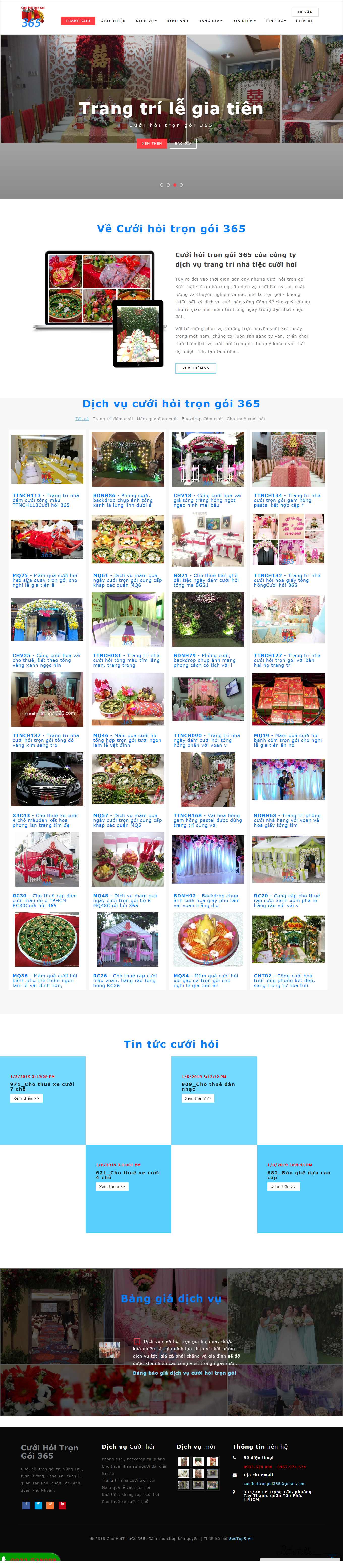 Thiết kế Website Web dịch vụ cưới hỏi trọn gói - cuoihoitrongoi365com