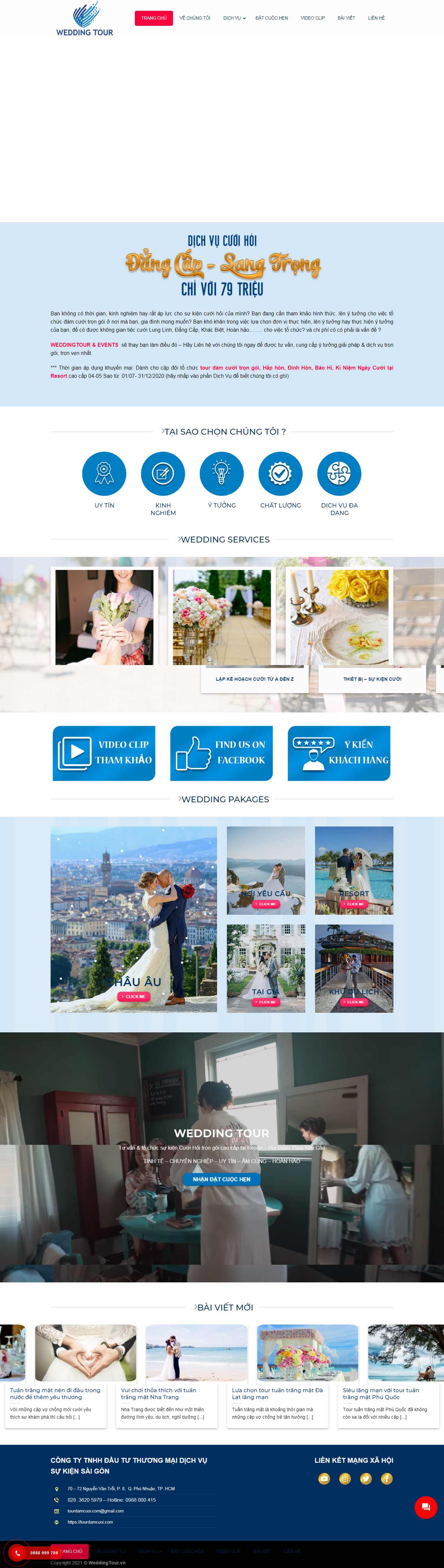Thiết kế Website Web dịch vụ cưới hỏi trọn gói - tourdamcuoicom