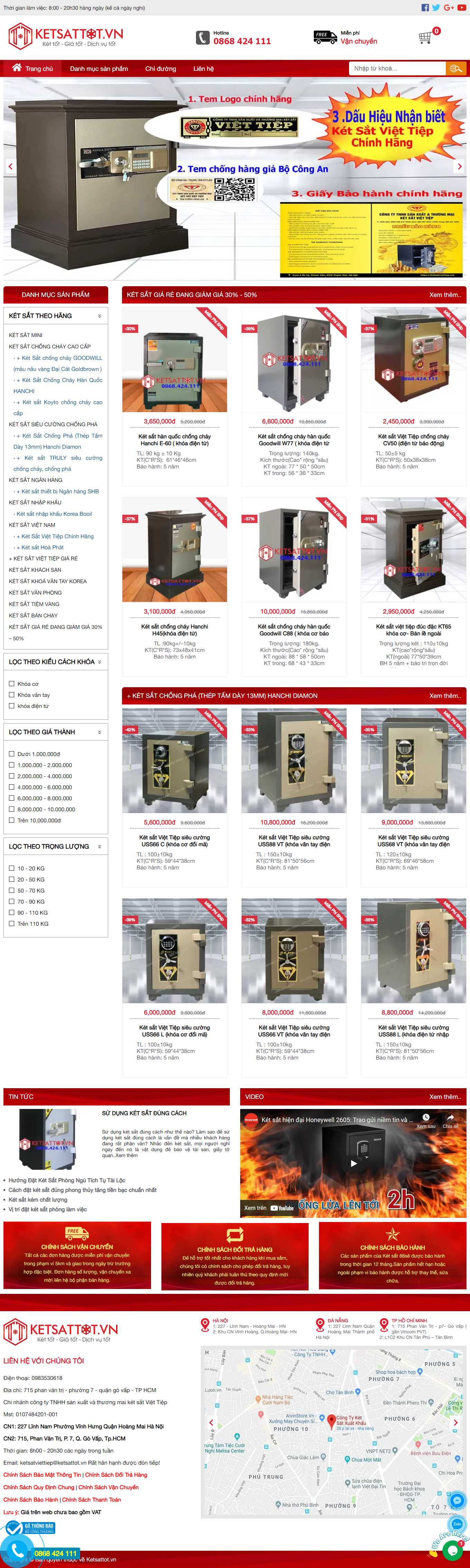 [ketsatphutai] Thiết kế Website Web bán két sắt - ketsattotvn
