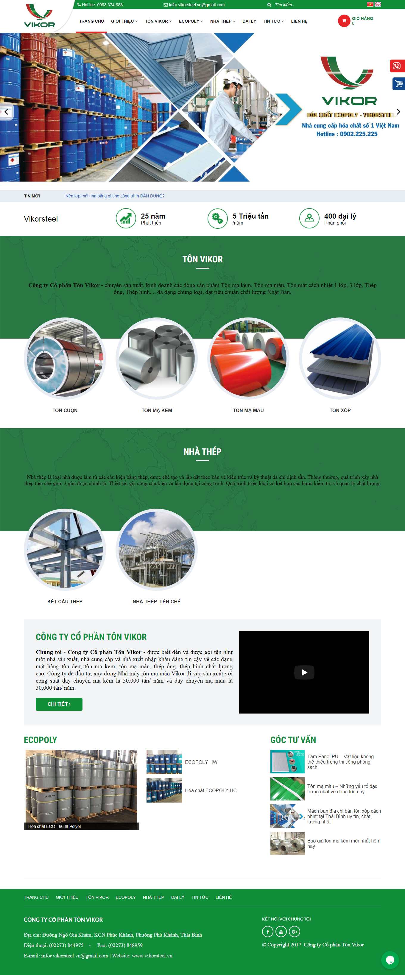 [congnghepu] Thiết kế Website Web tấm lợp nhựa, tôn kim loại - vikorsteelvn