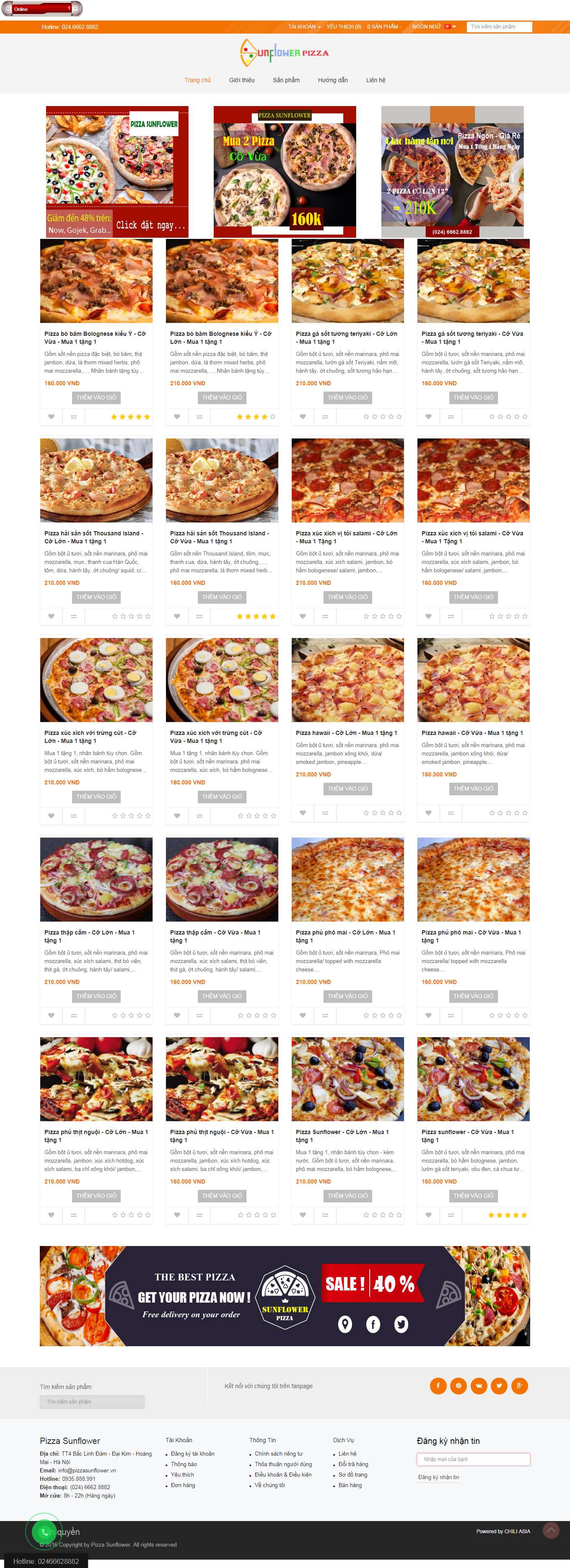 [pizzasunflower] Thiết kế Website Web bán bánh pizza - wwwpizzasunflowervn