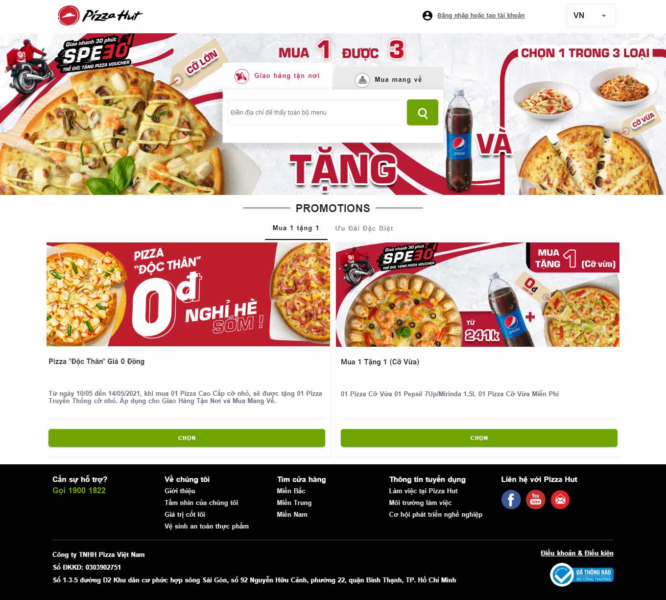 [pizzasunflower] Thiết kế Website Web bán bánh pizza - pizzahutvn