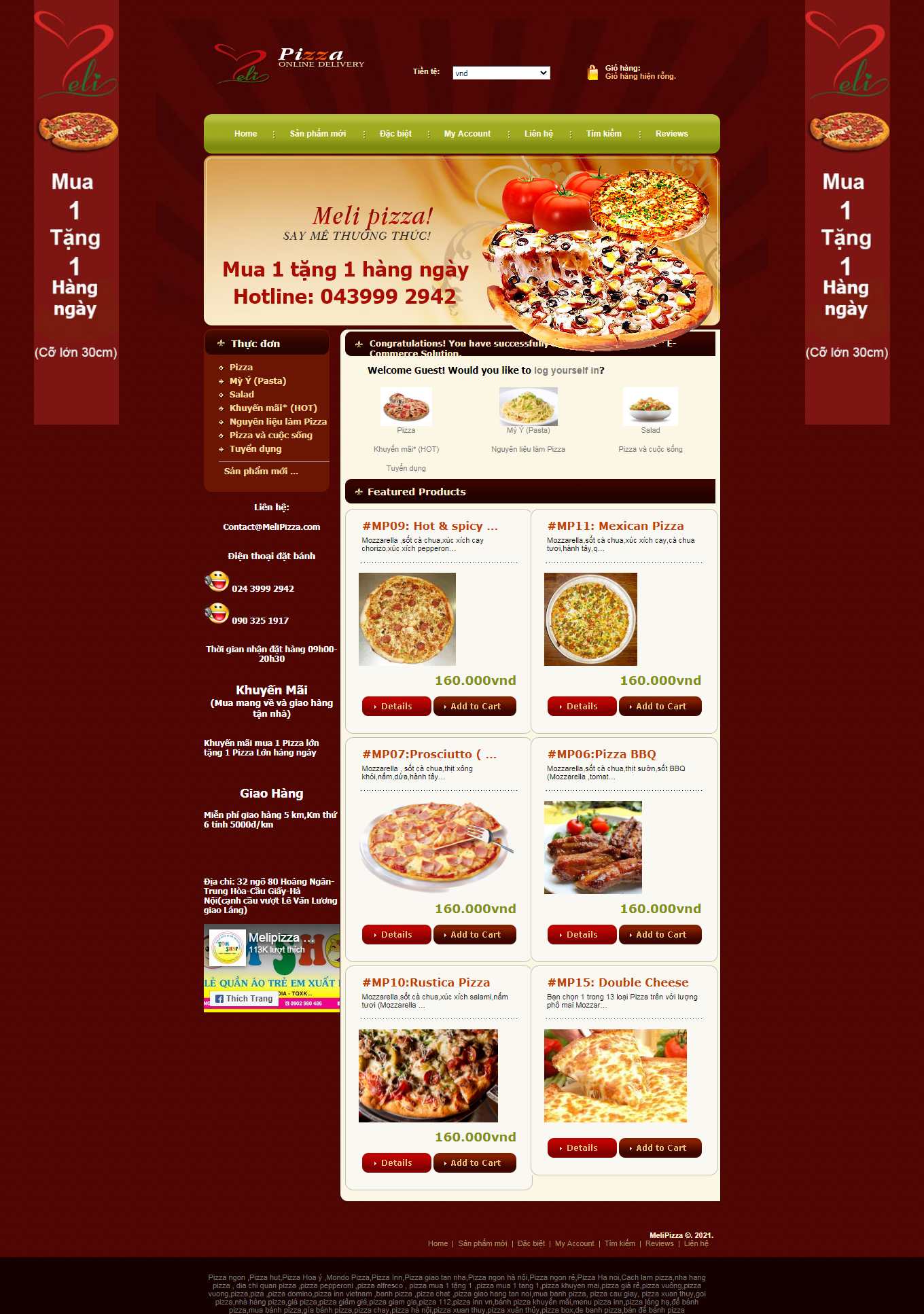 [pizzasunflower] Thiết kế Website Web bán bánh pizza - melipizzacom