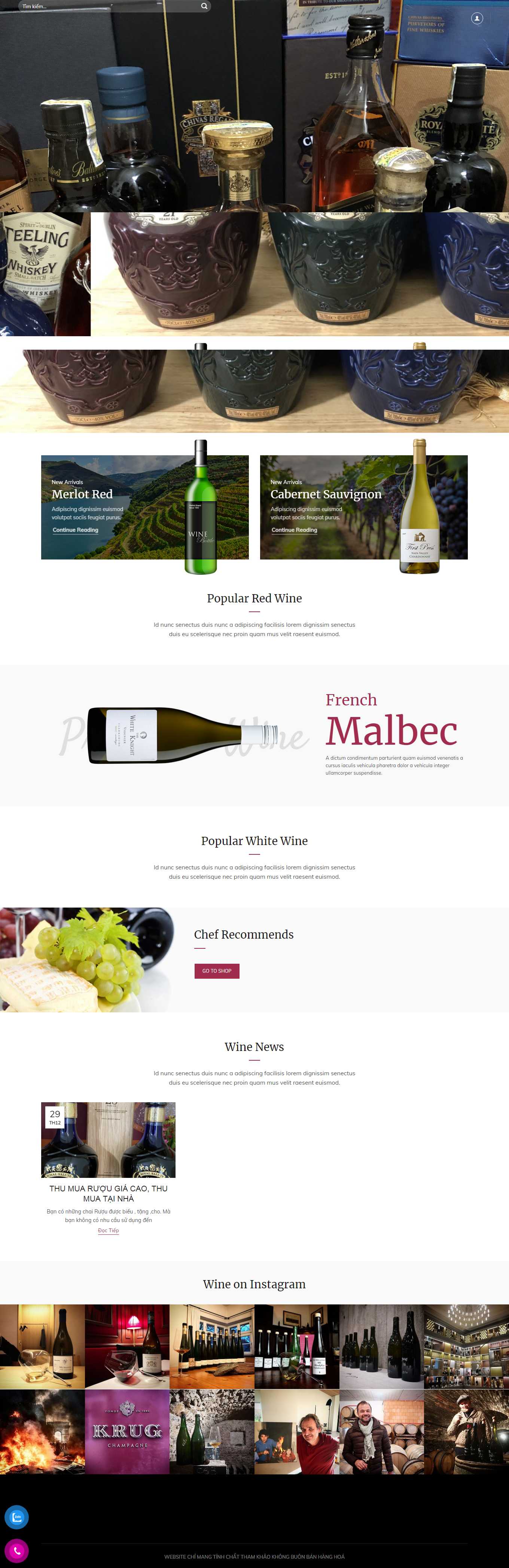 [khoruou] Thiết kế Website Web bán rượu tây, rượu ta, rượu ngoại - thumuaruoutainhacom