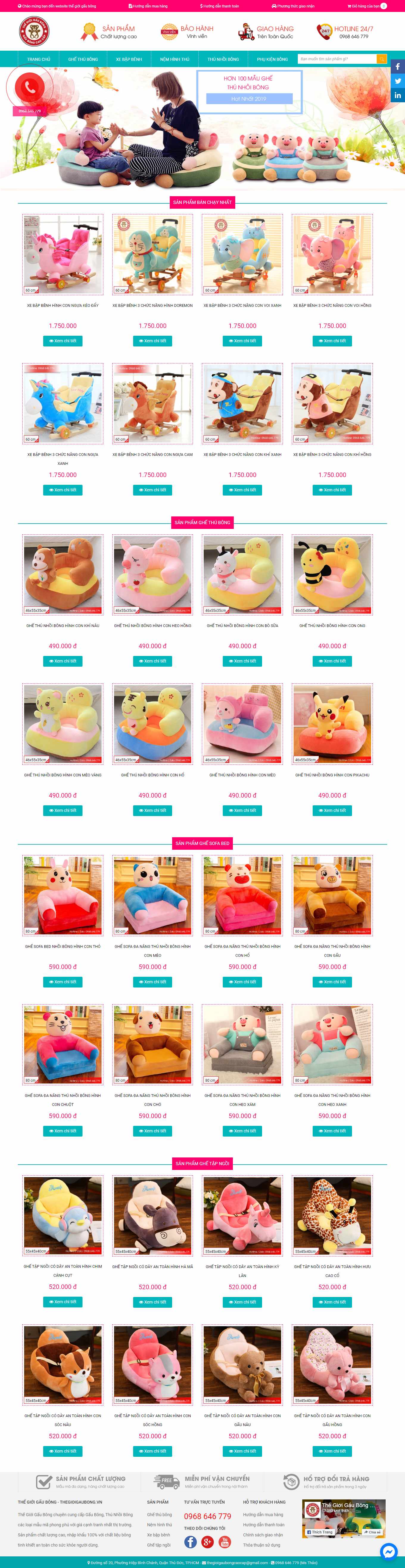 Thiết kế Website Web thú nhồi bông, quà lưu niệm - thegioigaubongvn