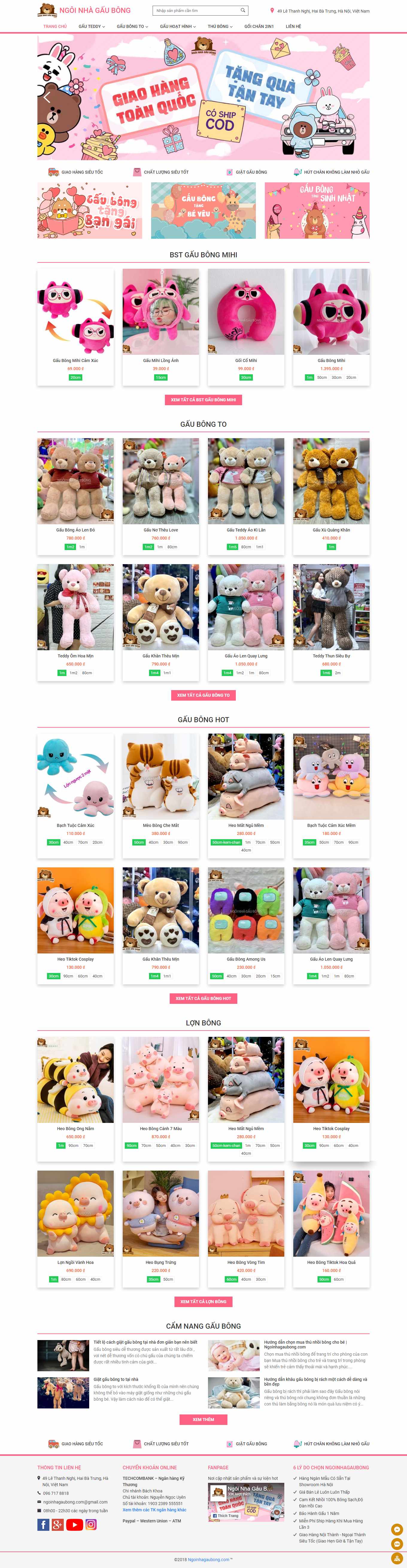 Thiết kế Website Web thú nhồi bông, quà lưu niệm - ngoinhagaubongcom
