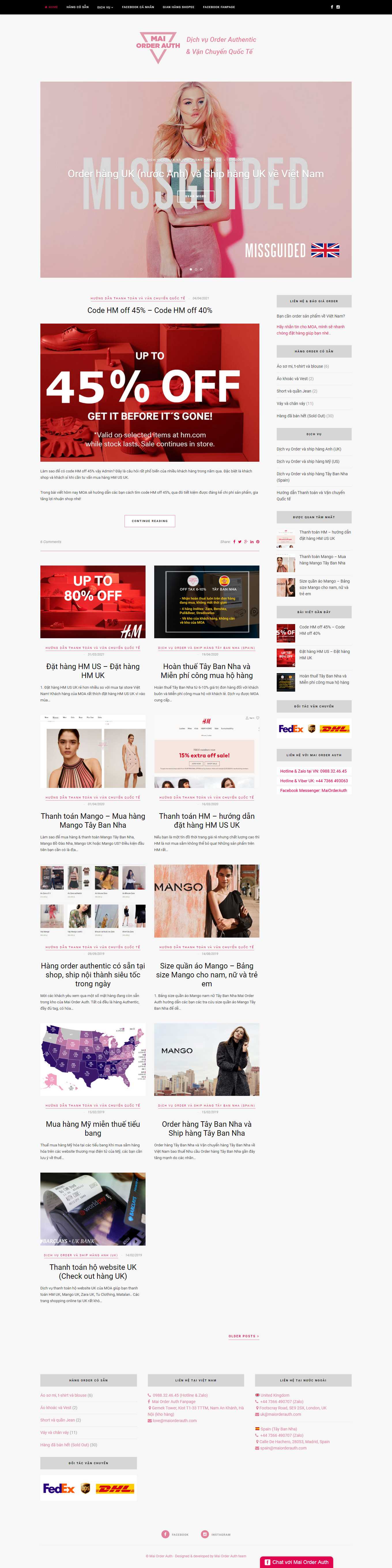 [qing68] Thiết kế Website Web bán đồ xách tay, hàng order - maiorderauthcom