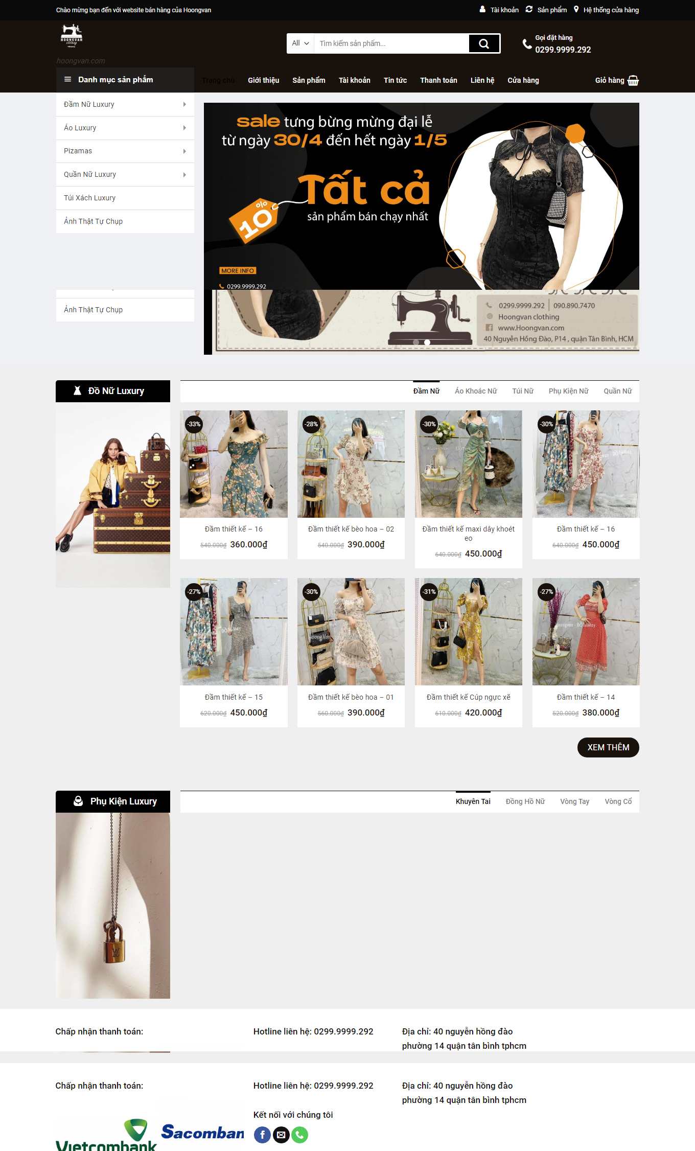 Thiết kế Website Web bán đồ lót đồ ngủ Nam Nữ Online - hoongvancom