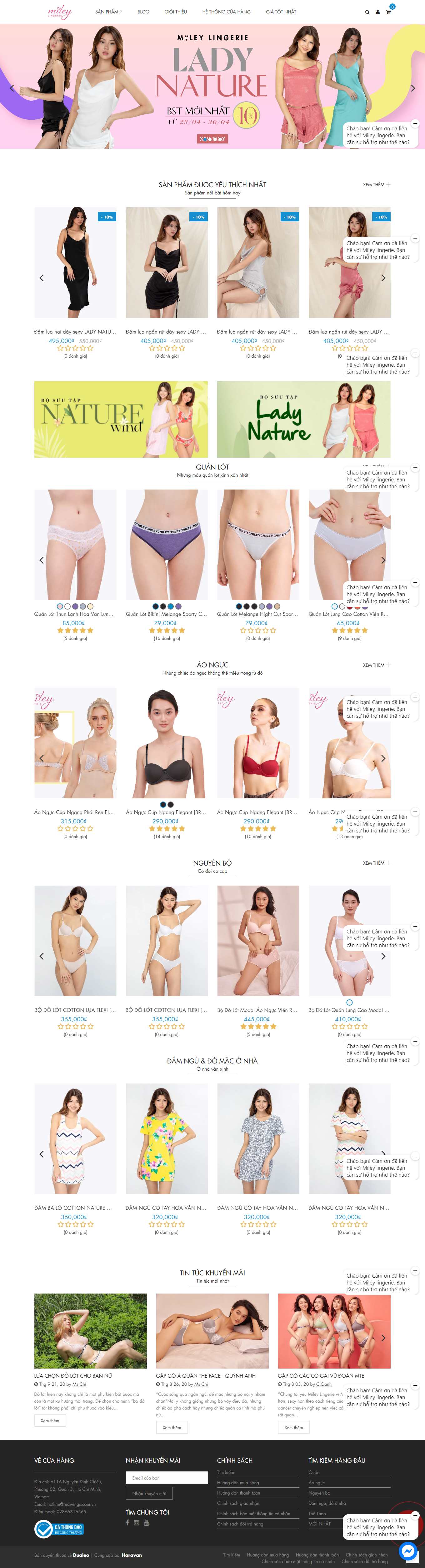 Thiết kế Website Web bán đồ lót đồ ngủ Nam Nữ Online - mileylingeriecom
