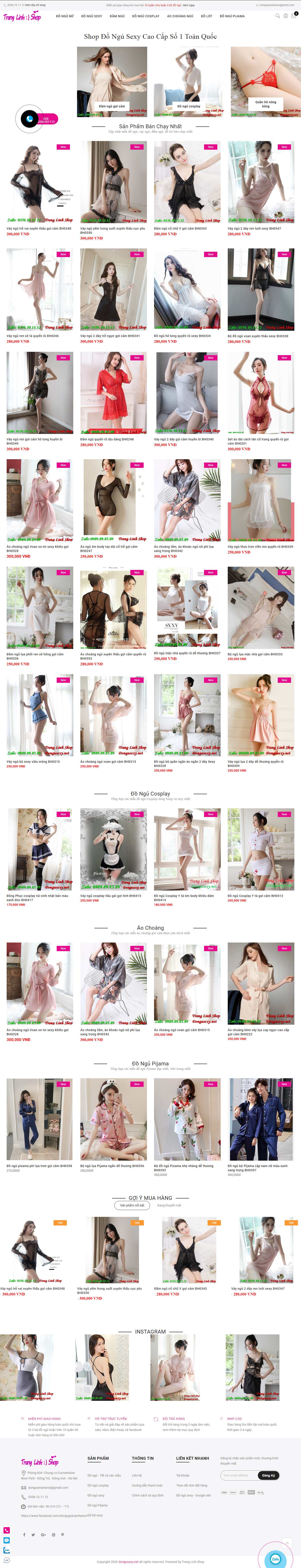 Thiết kế Website Web bán đồ lót đồ ngủ Nam Nữ Online - wwwdongusexynet