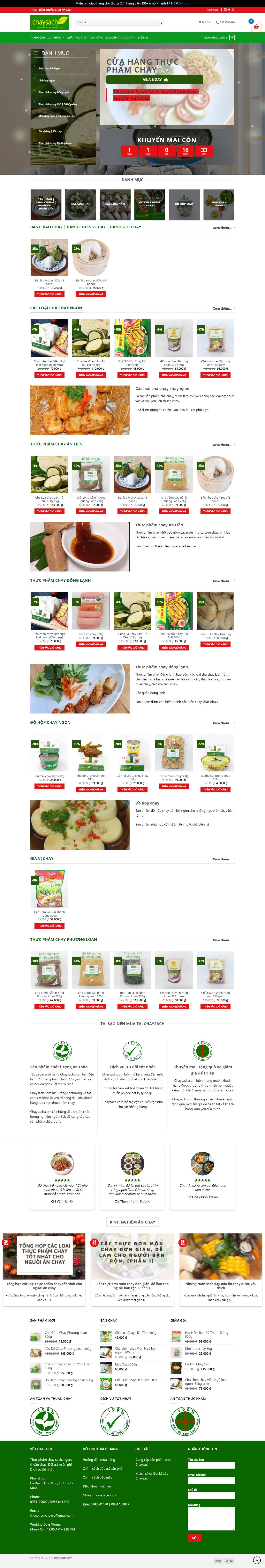 Thiết kế Website Web bán đồ ăn chay - chaysachcom