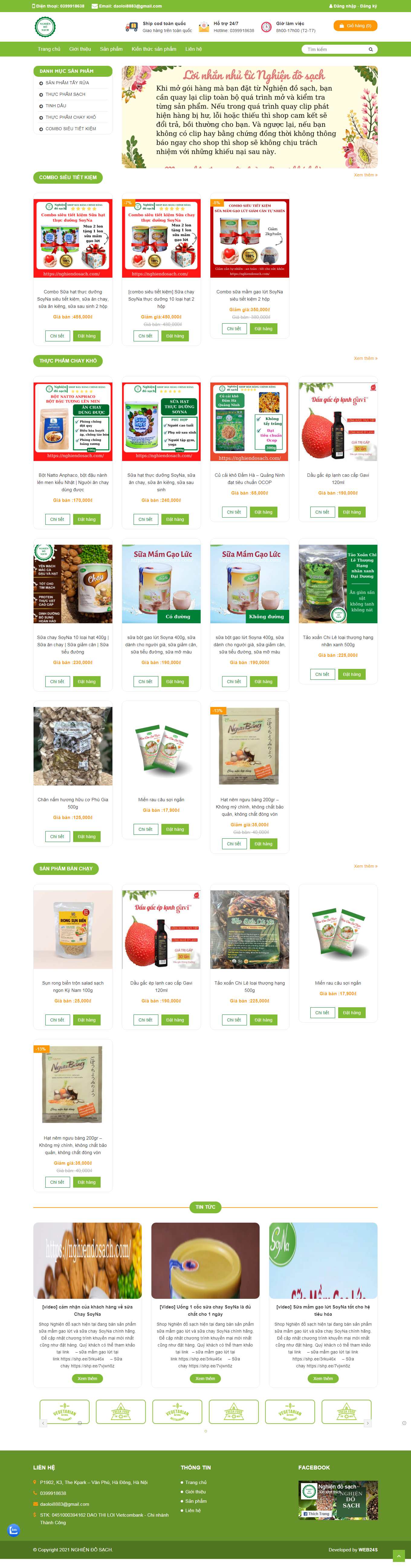 Thiết kế Website Web bán đồ ăn chay - nghiendosachcom