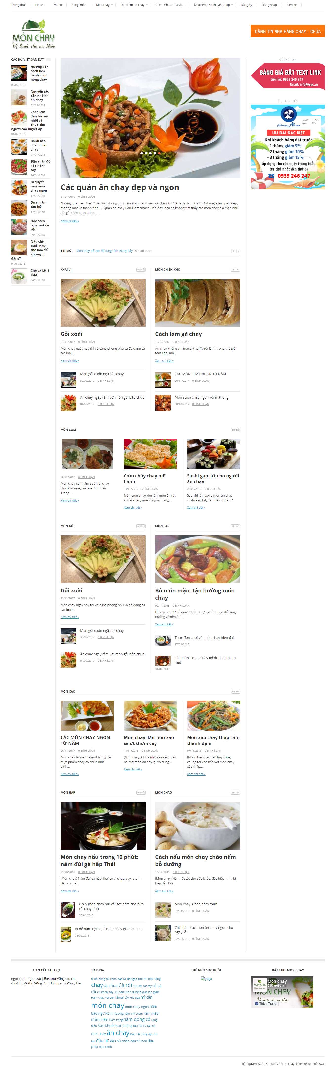 Thiết kế Website Web bán đồ ăn chay - monchaycom