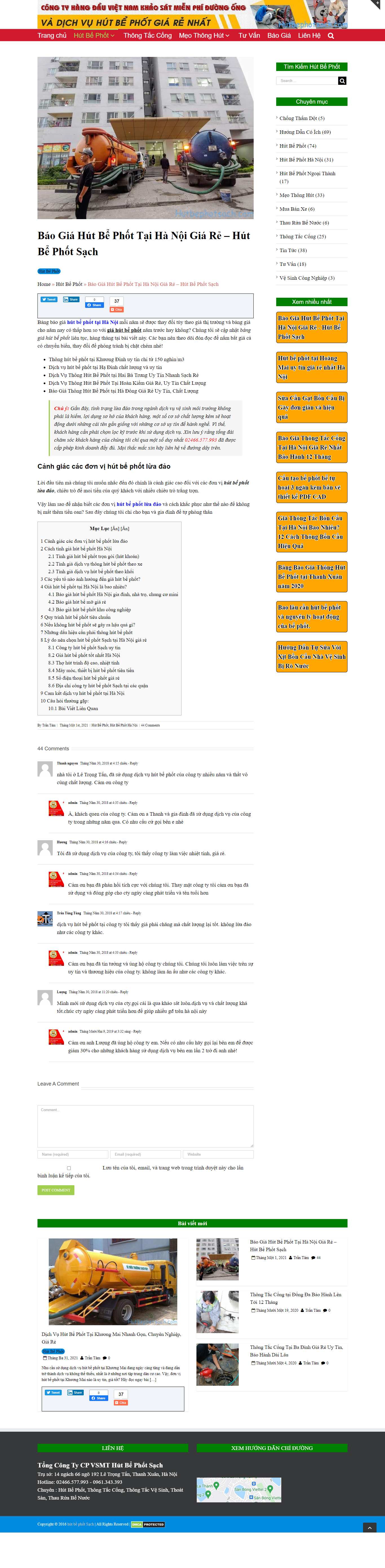 [moitruongsach] Thiết kế Website Web dịch vụ thông tắc công - hutbephotsachcom