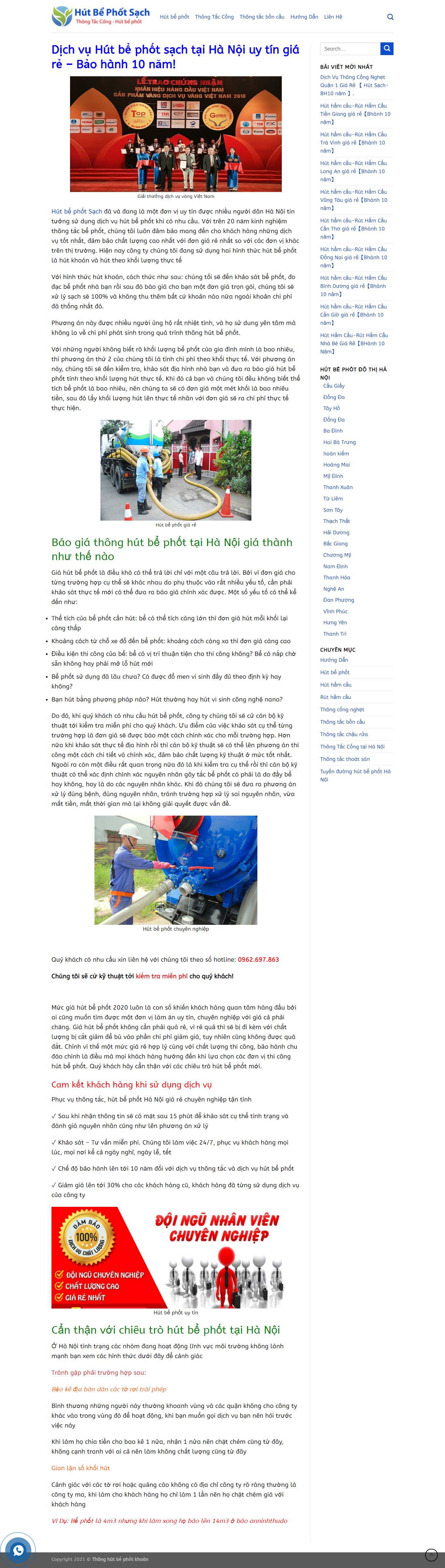 [moitruongsach] Thiết kế Website Web dịch vụ thông tắc công - hutbephotsachnet