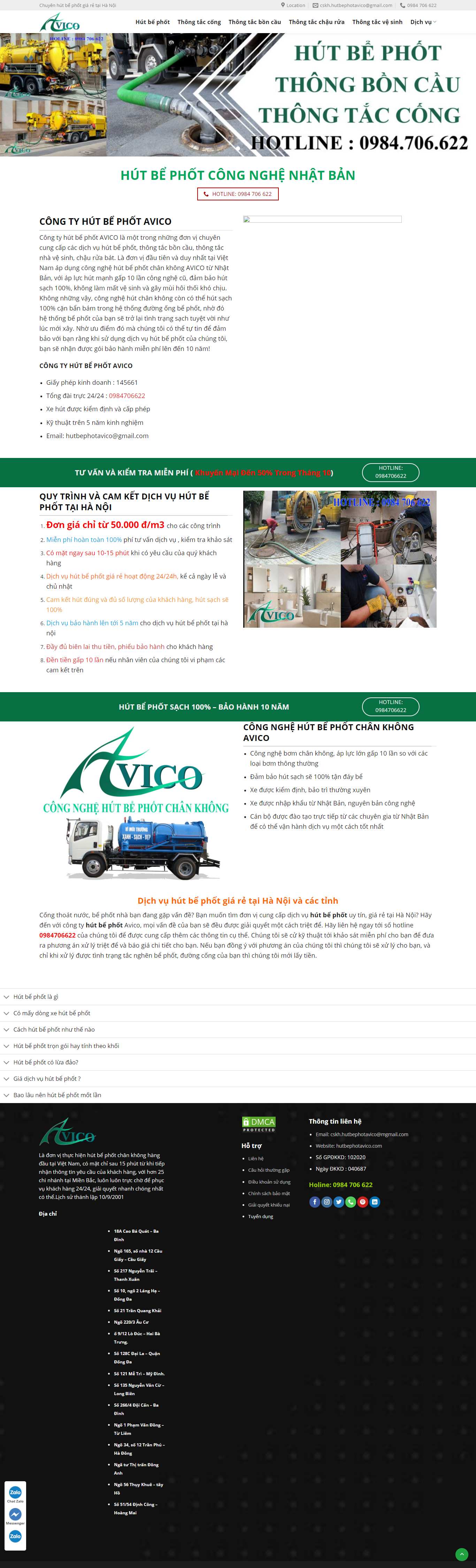 [moitruongsach] Thiết kế Website Web dịch vụ thông tắc công - hutbephotavicocom