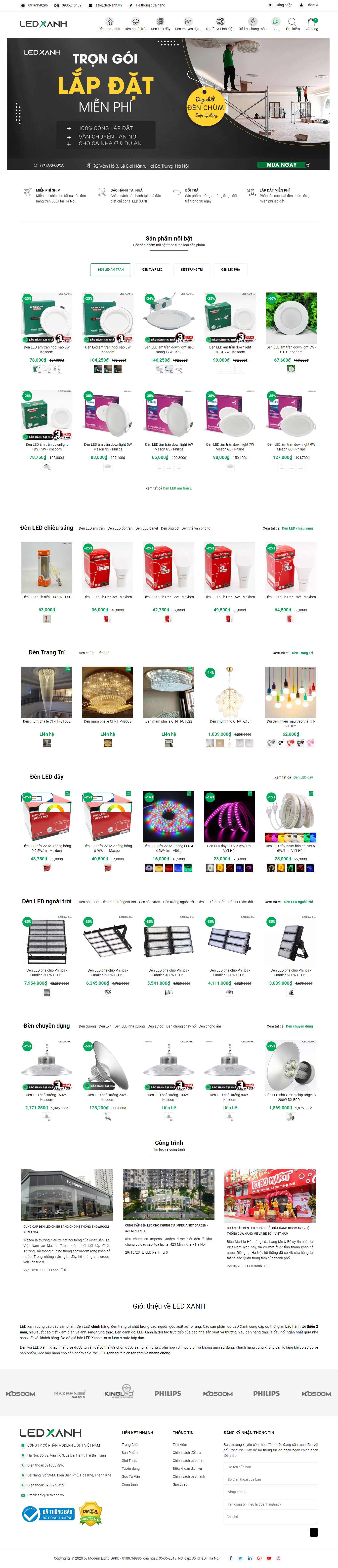 Thiết kế Website Web đèn led - ledxanhvn