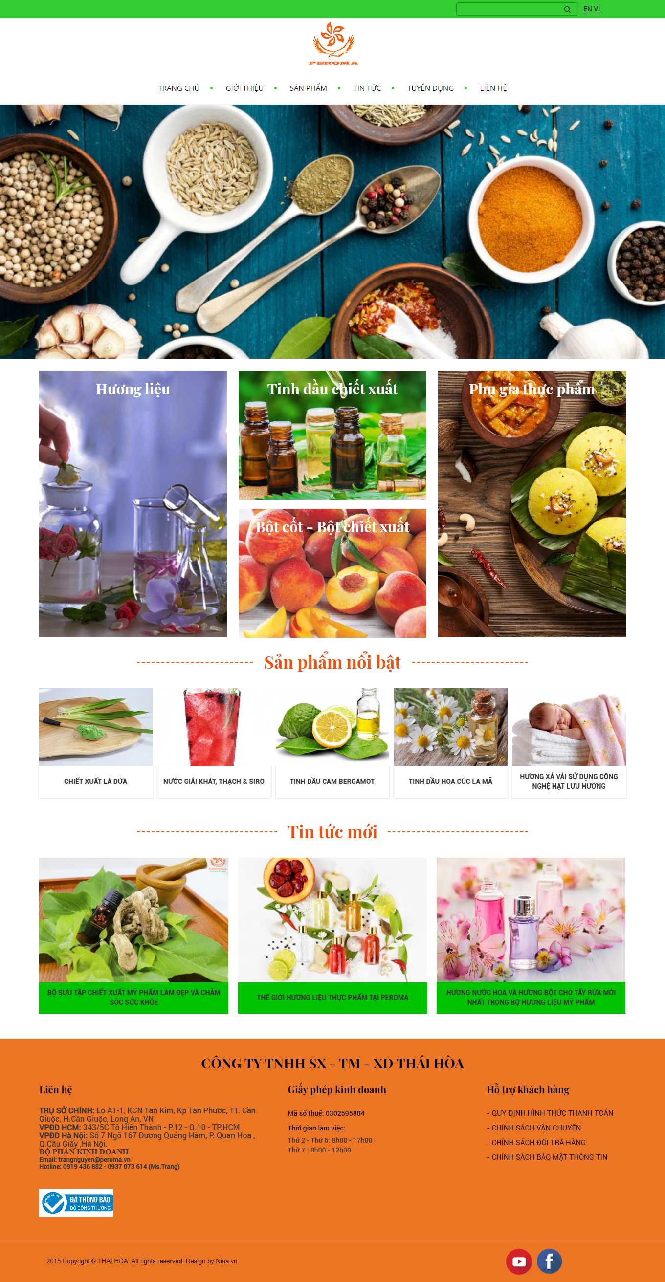 Thiết kế Website Web bán tinh dầu nguyên chất - wwwperomavn