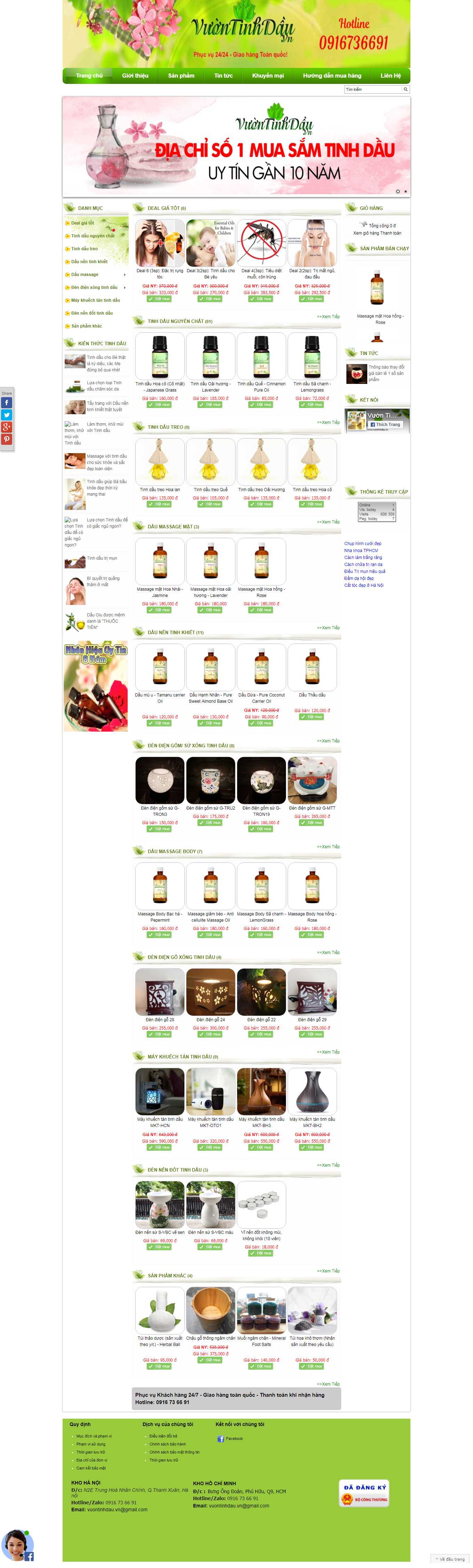 Thiết kế Website Web bán tinh dầu nguyên chất - vuontinhdauvn