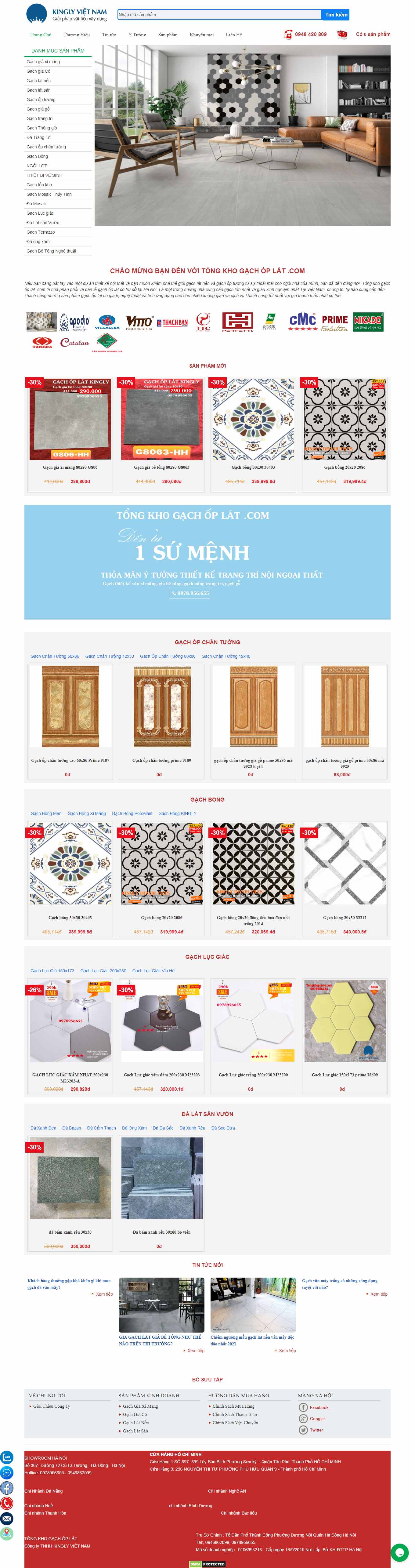 Thiết kế Website Web gạch đáp ốp lát - tongkhogachoplatcom