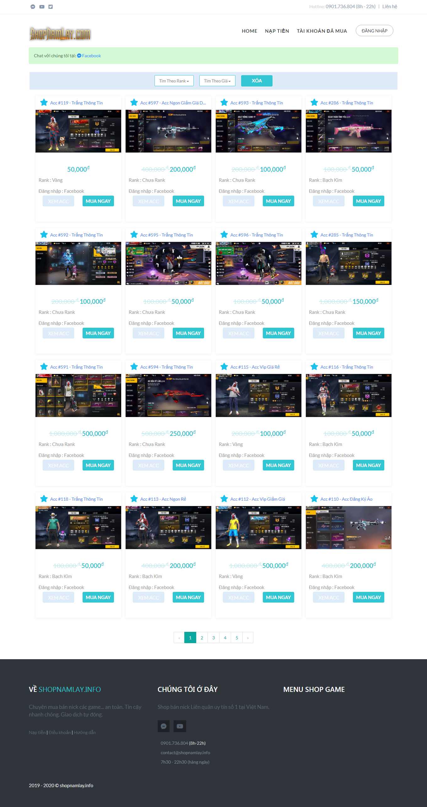 [sanaccgame] Thiết kế Website Web giới thiệu game, trò chơi điện tử - shopnamlayinfo