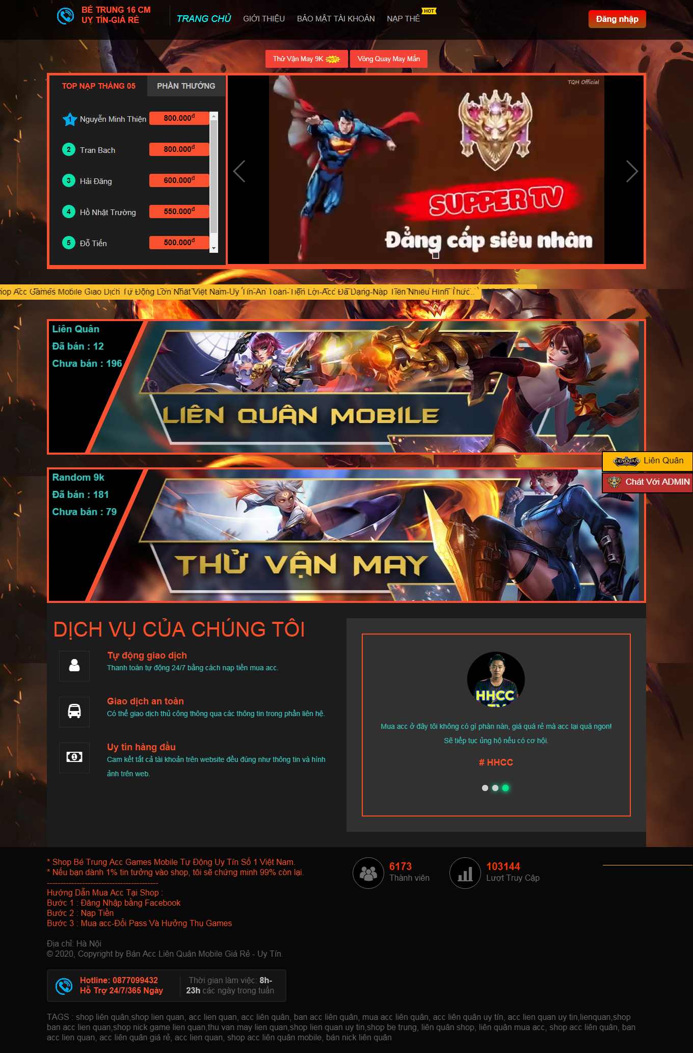 [sanaccgame] Thiết kế Website Web giới thiệu game, trò chơi điện tử - shopbetrungcom