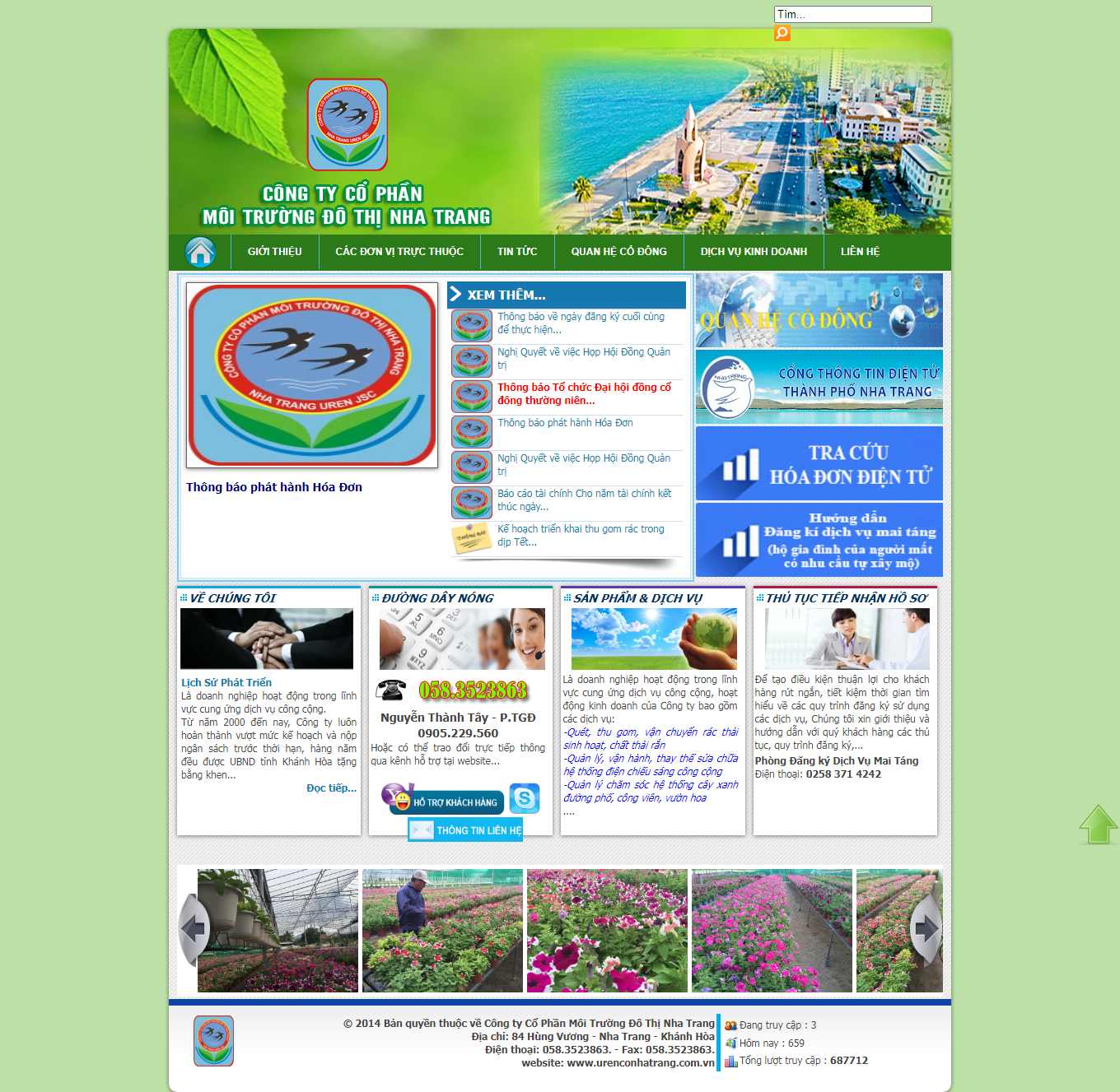 Thiết kế Website Web công ty môi trường - urenconhatrangcomvn