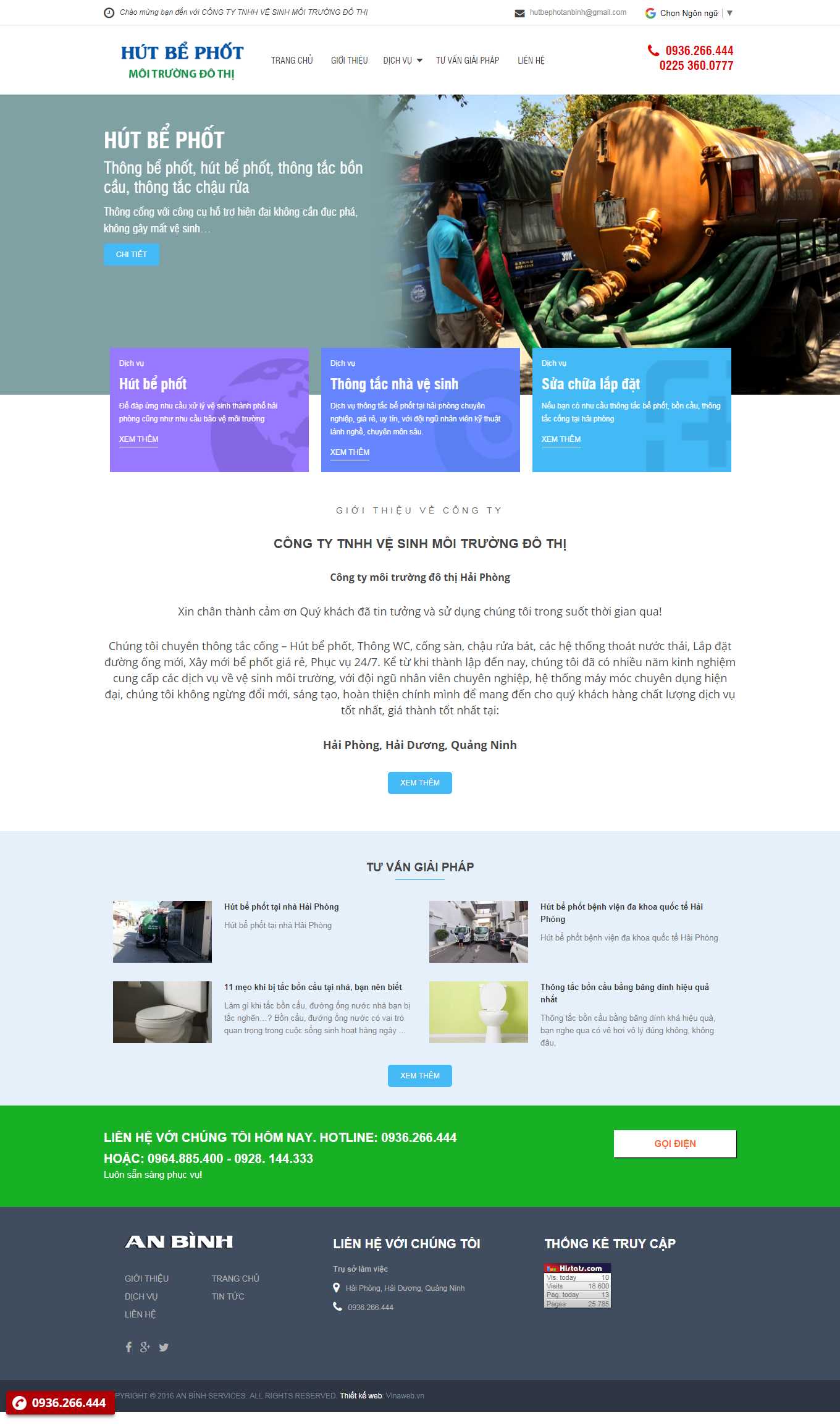 [moitruongsach] Thiết kế Website Web dịch vụ thông tắc công - hutbephotanbinhcom