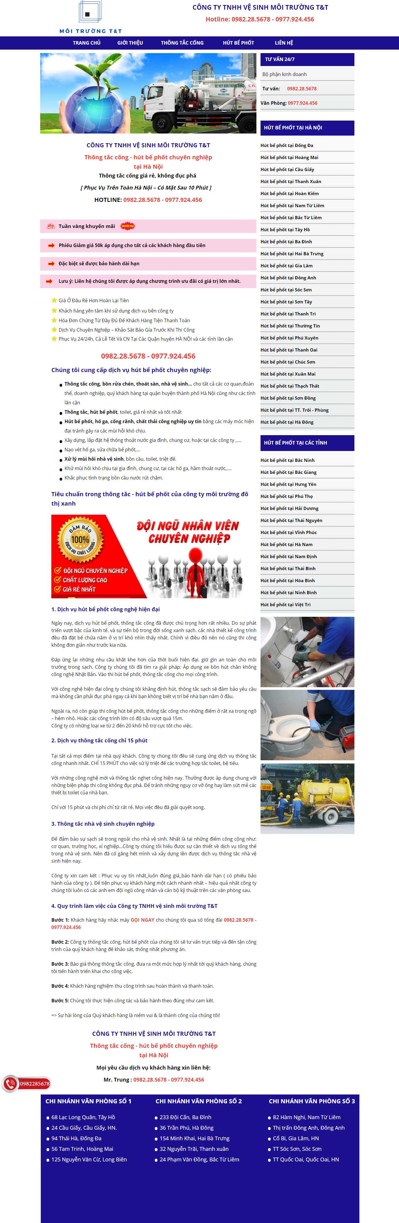 [moitruongsach] Thiết kế Website Web dịch vụ thông tắc công - wwwhutbephot-hanoinet