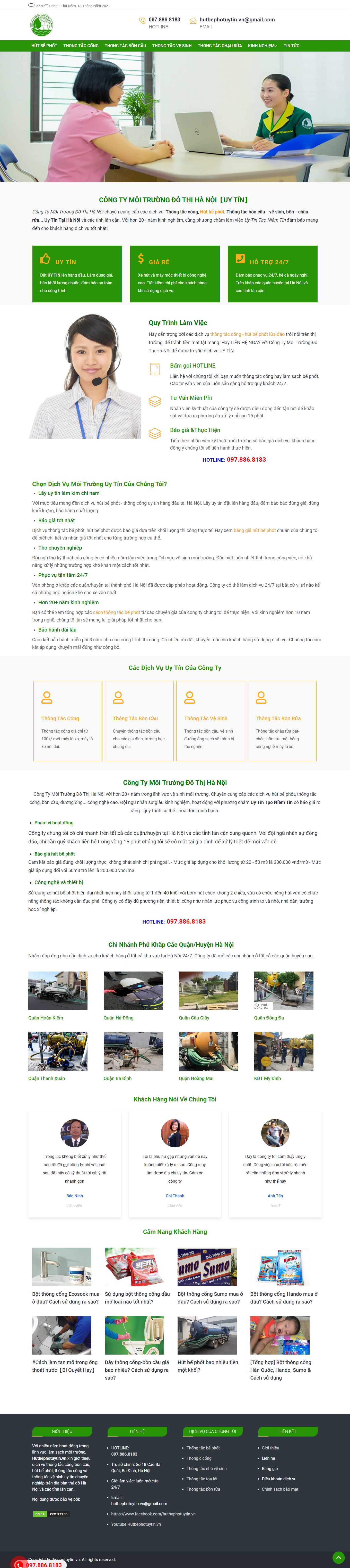 Thiết kế Website Web dịch vụ hút bể phốt - hutbephotuytinvn