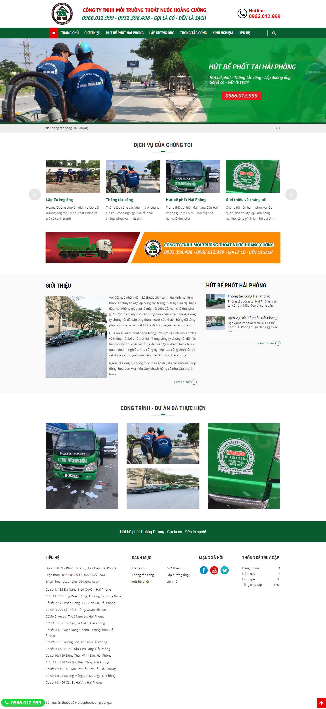 Thiết kế Website Web dịch vụ hút bể phốt - hutbephothoangcuongvn