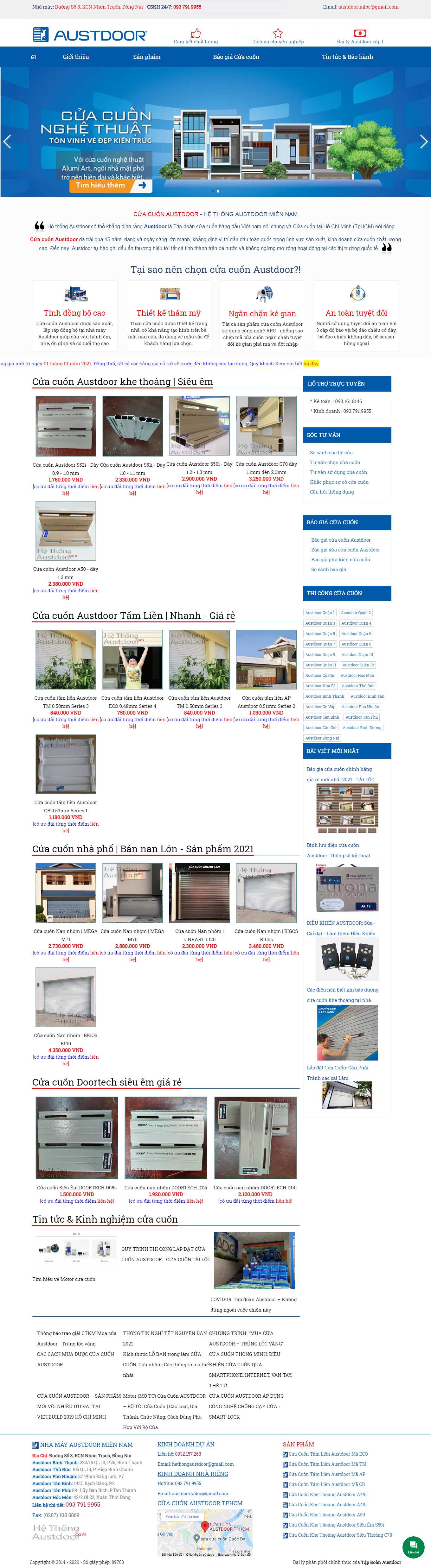 [cuacuonmiennam] Thiết kế Website Web nhôm kính, cửa cuốn - hethongaustdoorcom