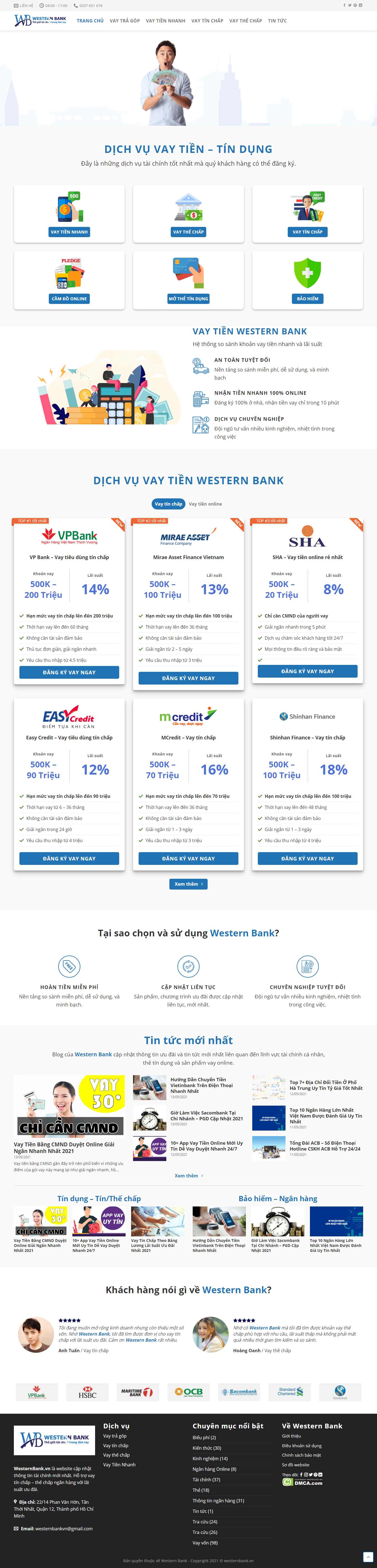 [vaytien] Thiết kế Website Web vay vốn tín dụng ngân hàng - westernbankvn