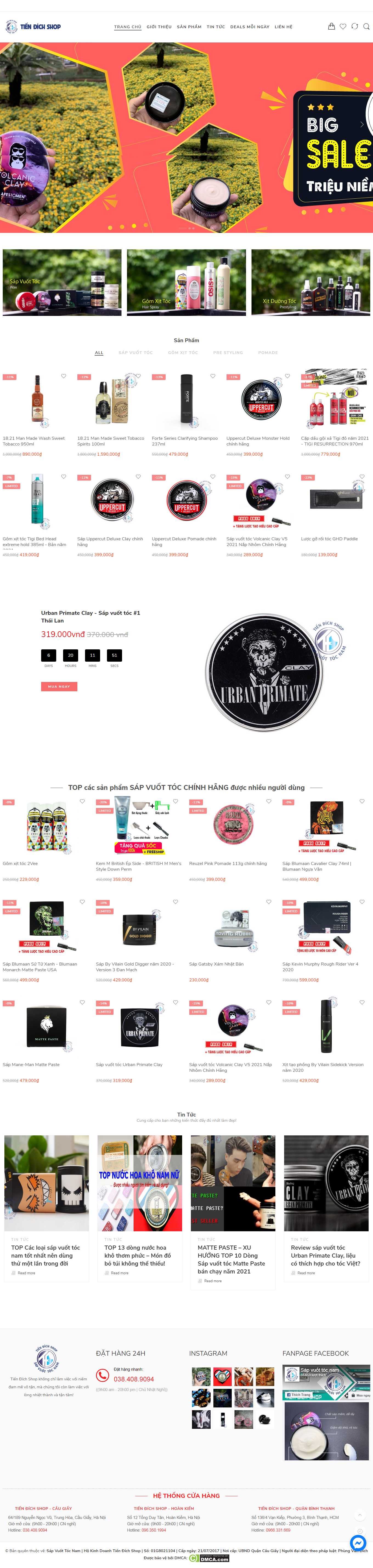 [fremen] Thiết kế Website Web bán sáp vuốt tóc - sapvuottocnamcom