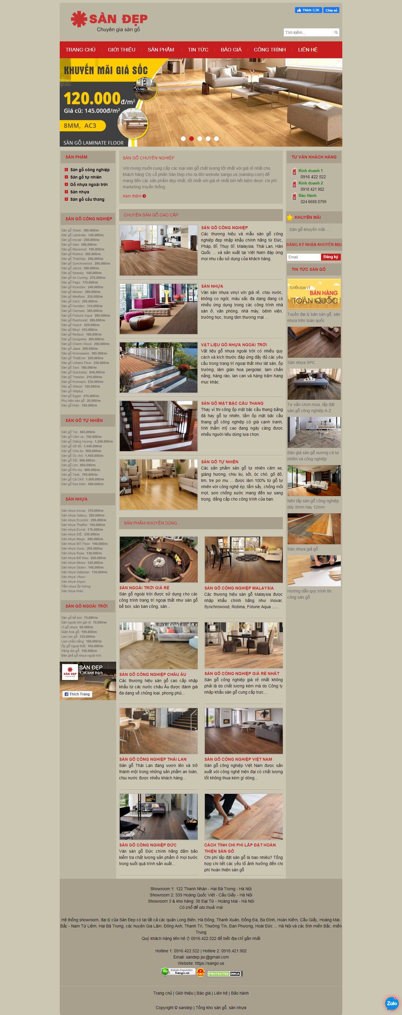 Thiết kế Website Web sàn gỗ tự nhiên, sàn gỗ công nghiệp - sangous