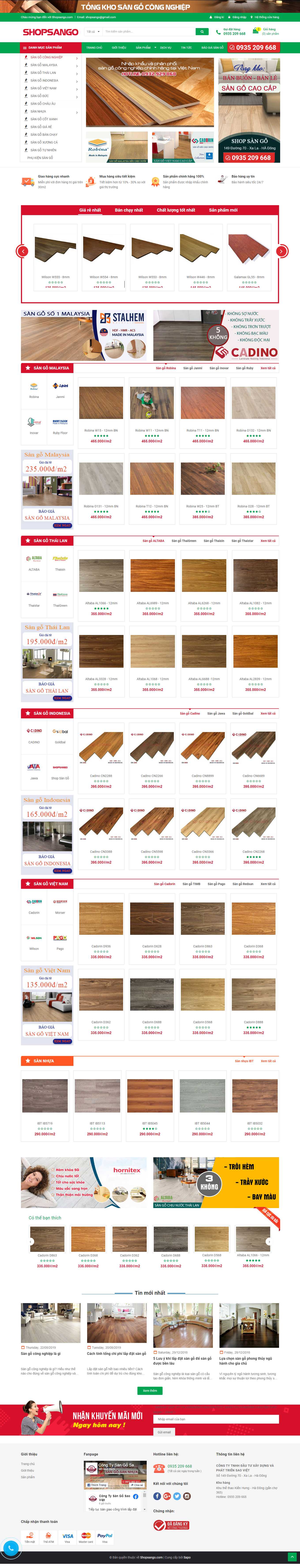 Thiết kế Website Web sàn gỗ tự nhiên, sàn gỗ công nghiệp - shopsangocom