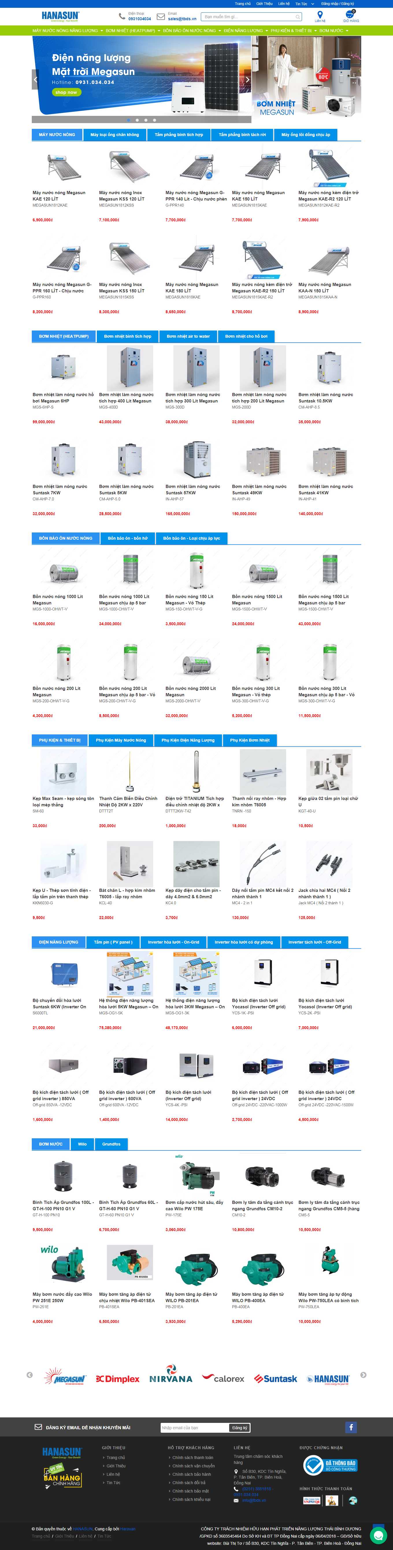 [daithanhgroup] Thiết kế Website Web bán máy năng lượng mặt trời - hanasuncomvn