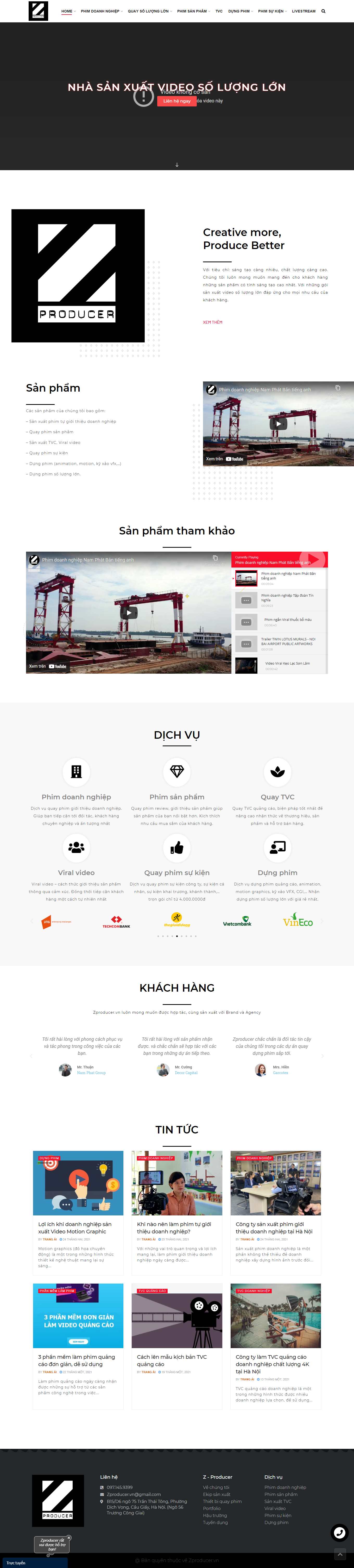 [windymedia] Thiết kế Website Web dịch vụ quay phim chụp hình - zproducervn