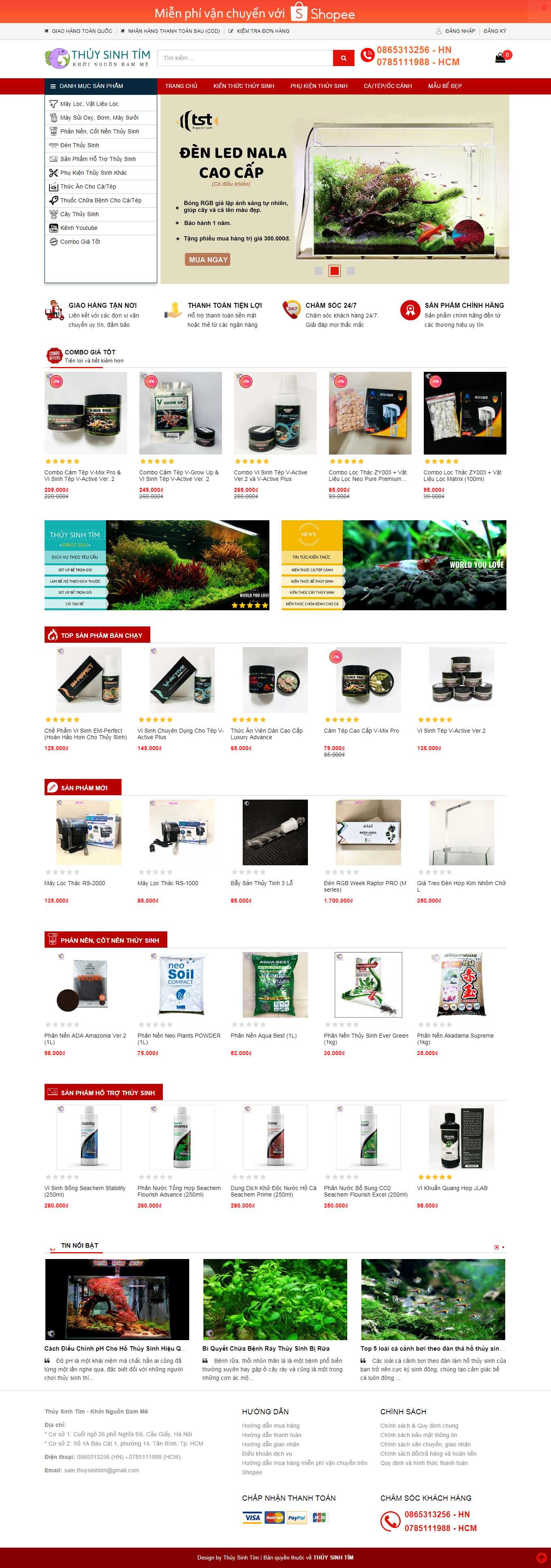 [thuycungxanh] Thiết kế Website Web bán cá cảnh, cây thủy sinh - thuysinhtimvn